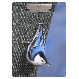 Weißreißer Nuthatch Malerei Original Vogelkunst Klemmbrett