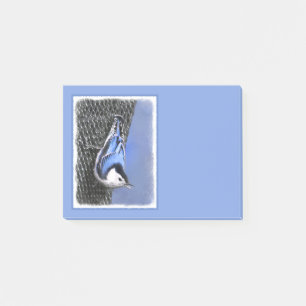 Weißreißer Nuthatch Malerei Original Vogelkunst Post-it Klebezettel