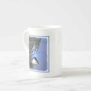 Weißreißer Nuthatch Malerei Original Vogelkunst Prozellantasse