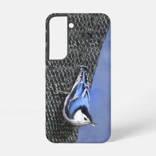 Weißreißer Nuthatch Malerei Original Vogelkunst Samsung Galaxy Hülle