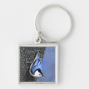 Weißreißer Nuthatch Malerei Original Vogelkunst Schlüsselanhänger