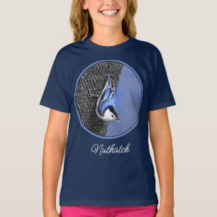 Weißreißer Nuthatch Malerei Original Vogelkunst T-Shirt
