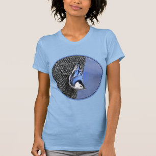 Weißreißer Nuthatch Malerei Original Vogelkunst T-Shirt