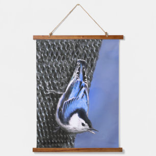 Weißreißer Nuthatch Malerei Original Vogelkunst Wandteppich Mit Holzrahmen