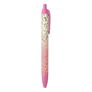 Weißrosa Aquarellfarben Gold Glave Leopard Print Kugelschreiber