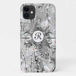 Weißrosa Blume Winterblumengrau Case-Mate iPhone Hülle