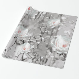 Weißrosa Blume Winterblumengrau Geschenkpapier