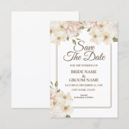 Weißrosa Blumenrahmen Moderne Hochzeit Save The Date