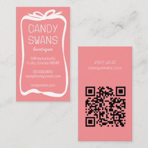 Weißrosa Flachbandbögen Süß angepasster QR-Code Gi Visitenkarte