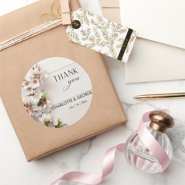 Weißrosa Floral | GASTGESCHENK HOCHZEIT Runder Aufkleber (Schenken)