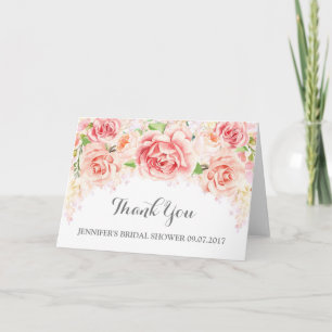 Weißrosa, florales Brautparty Vielen Dank Dankeskarte