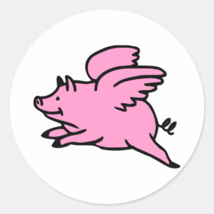 Weißrosa Flying Pig Runder Aufkleber