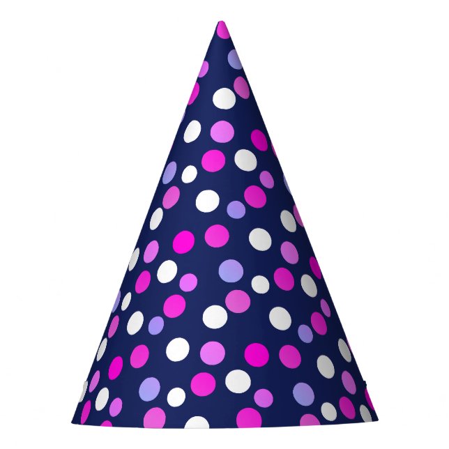 Weißrosa Lila Blue Circles Balls Paper Cap Hat Partyhütchen (Vorderseite)
