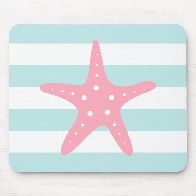 Weißrosa Mintstreifen Mousepad (Vorne)