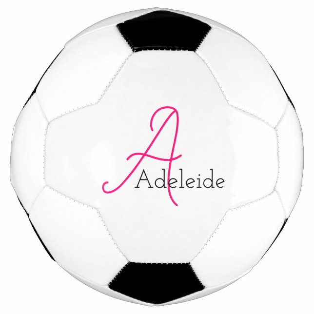 Weißrosa Monogramm Fußball (Vorderseite)