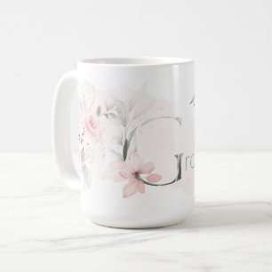 Weißrosa Rose Monogramm Buchstaben G Kaffeetasse