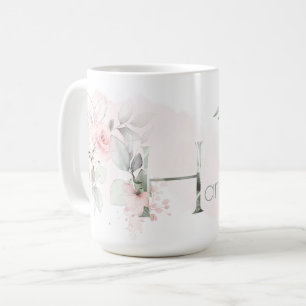 Weißrosa Rosenmonogramm Kaffeetasse
