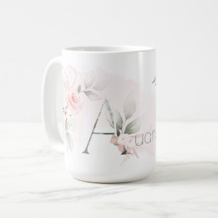 Weißrosa Rosenmonogramm Kaffeetasse