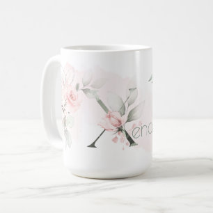 Weißrosa Rosenmonogramm-Letter X Kaffeetasse