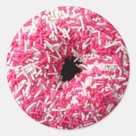 Weißrosa Sprinklen Donut Runder Aufkleber