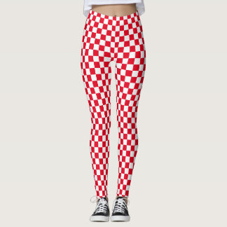 Weißrotes Schachbrett Leggings
