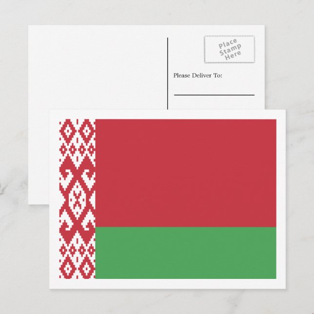 Weißrussische Flagge, Flagge Postkarte (Vorne/Hinten)