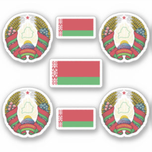Weißrussisches Wappen und Flaggenaufkleber Aufkleber