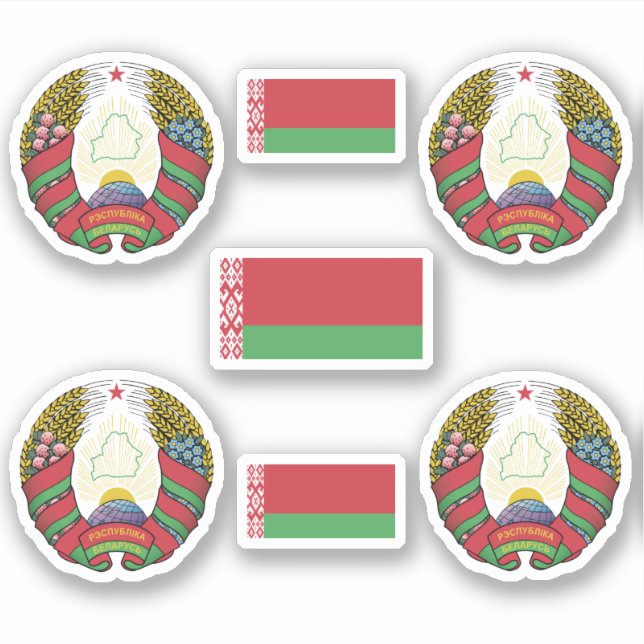 Weißrussisches Wappen und Flaggenaufkleber Aufkleber (Vorderseite)