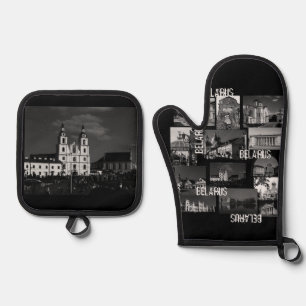 Weißrussland Беларусь Minsk Grodno Brest Ofenhandschuh & Topflappen-Set