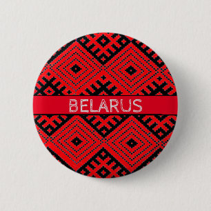 Weißrussland Б е л а у с р Folk Muster Red Button 