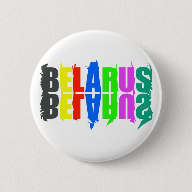 Weißrussland farbenfrohe glückliche Buchstaben Button (Vorderseite)