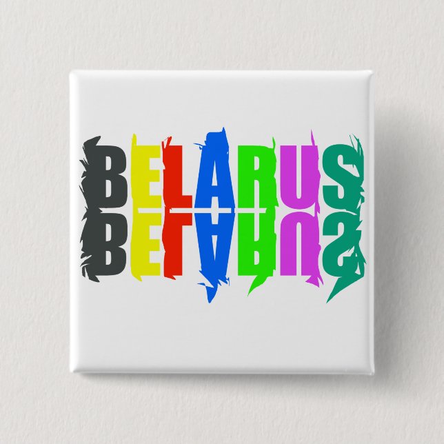 Weißrussland farbenfrohe glückliche Buchstaben Button (Vorderseite)
