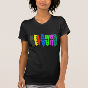 Weißrussland farbenfrohe glückliche Buchstaben T-Shirt
