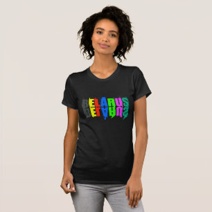 Weißrussland farbenfrohe glückliche Buchstaben T-Shirt
