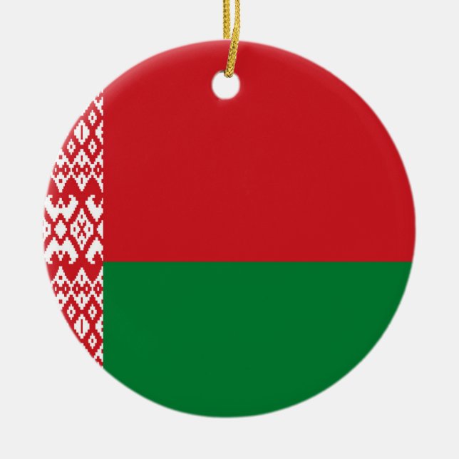 Weißrussland-Flagge Keramik Ornament (Vorne)