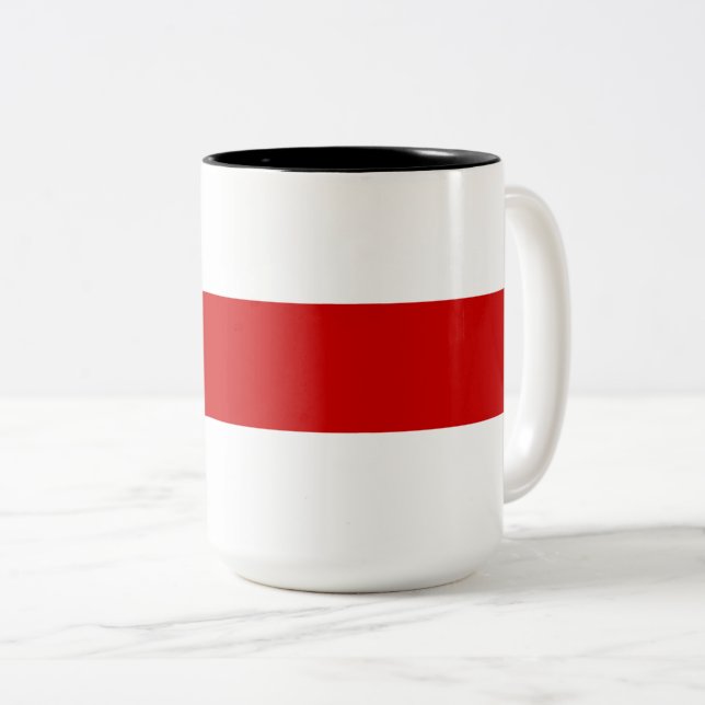 Weißrussland-Flagge (rot und weiß) Zweifarbige Tasse (VorderseiteRechts)