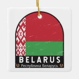 Weißrussland-Flaggenmarke erschüttert Vintag Keramikornament
