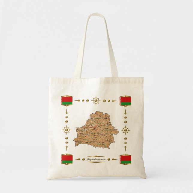 Weißrussland-Karte + Flaggen-Tasche Tragetasche (Vorne)