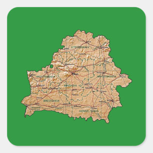 Weißrussland-Kartenaufkleber Quadratischer Aufkleber