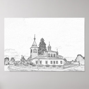 Weißrussland Porechye Parecca Architektur Kirche Poster