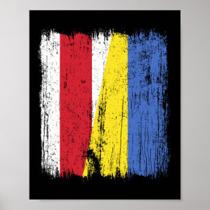 Weißrussland Ukraine Halbflagge Belarussisch Ukrai Poster
