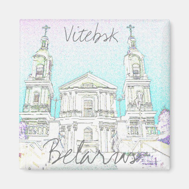 Weißrussland Vitebsk Stylized Architecture Magnet (Vorne)