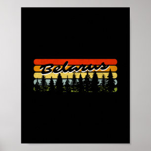 Weißrussland Wald Sonnenuntergang Bäume Ferienhaus Poster