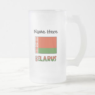 Weißrussland Weißrussische Flagge Personalisiert Mattglas Bierglas