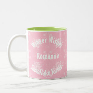 Weißschneeflocke auf Dusty-Rose Zweifarbige Tasse