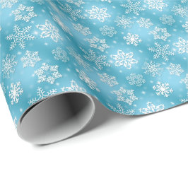 Weißschneeflocken auf Aqua Geschenkpapier