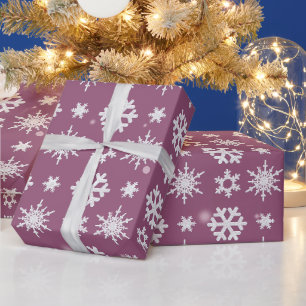 Weißschneeflocken Lila Moderne Weihnachten Geschenkpapier