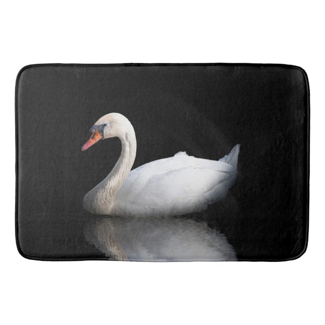 Weißschwan auf schwarz badematte (Vorderseite)