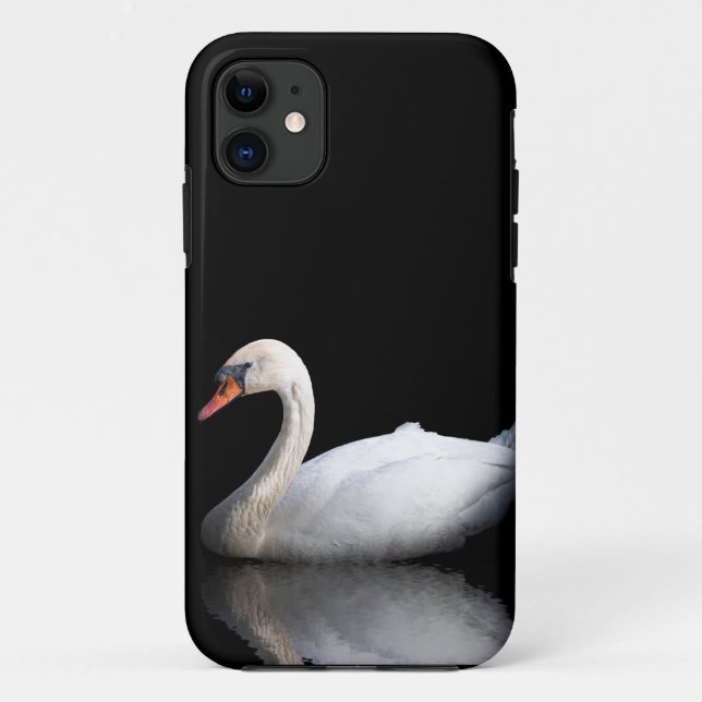 Weißschwan auf schwarz Case-Mate iPhone hülle (Rückseite)