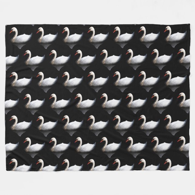 Weißschwan auf schwarz fleecedecke (Vorderseite (Horizontal))